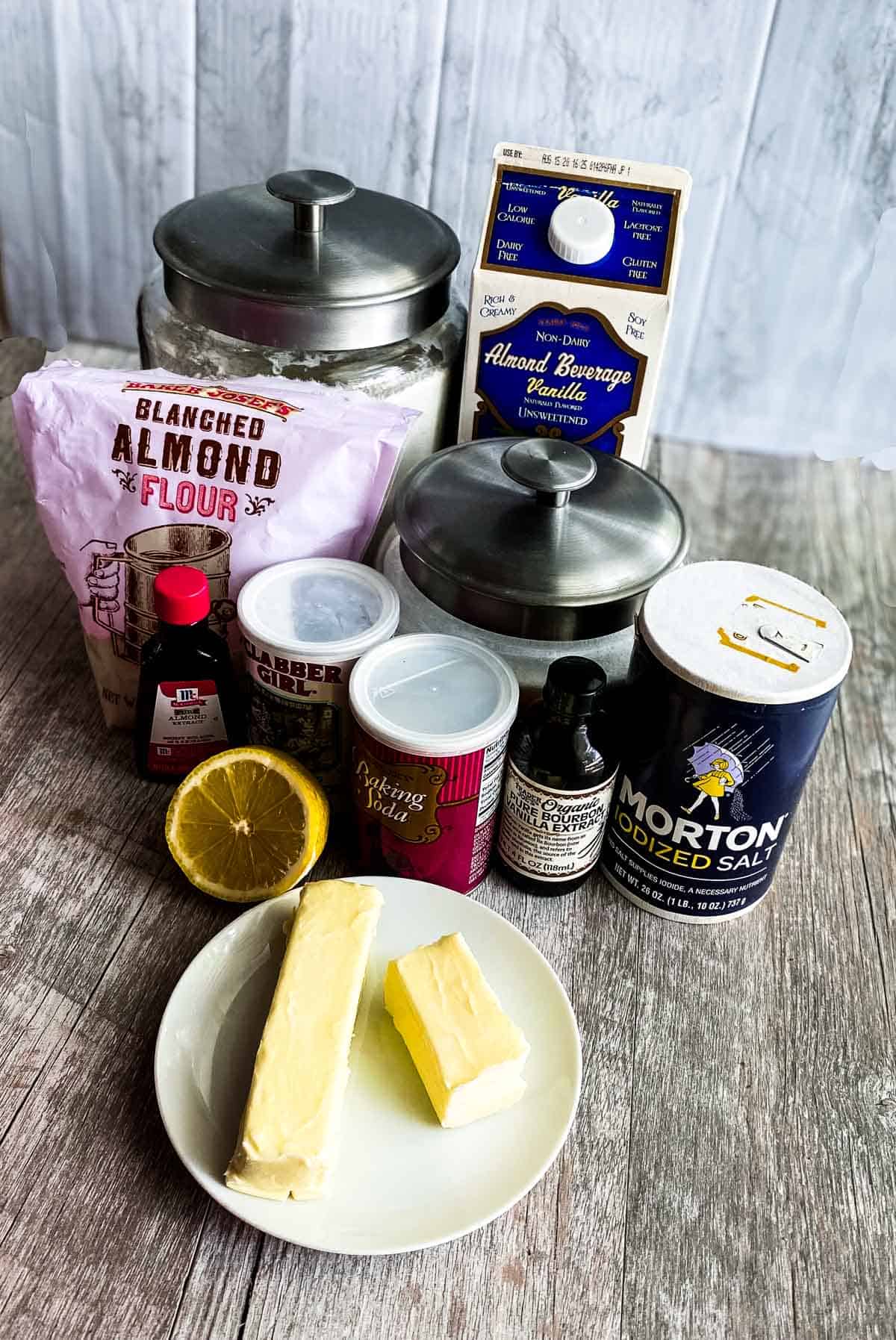 Ingredients for almond cupcakes