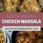 Pinterest pin for healthy chicken marsala.