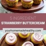 Pinterest pin for strawberry buttercream frosting.