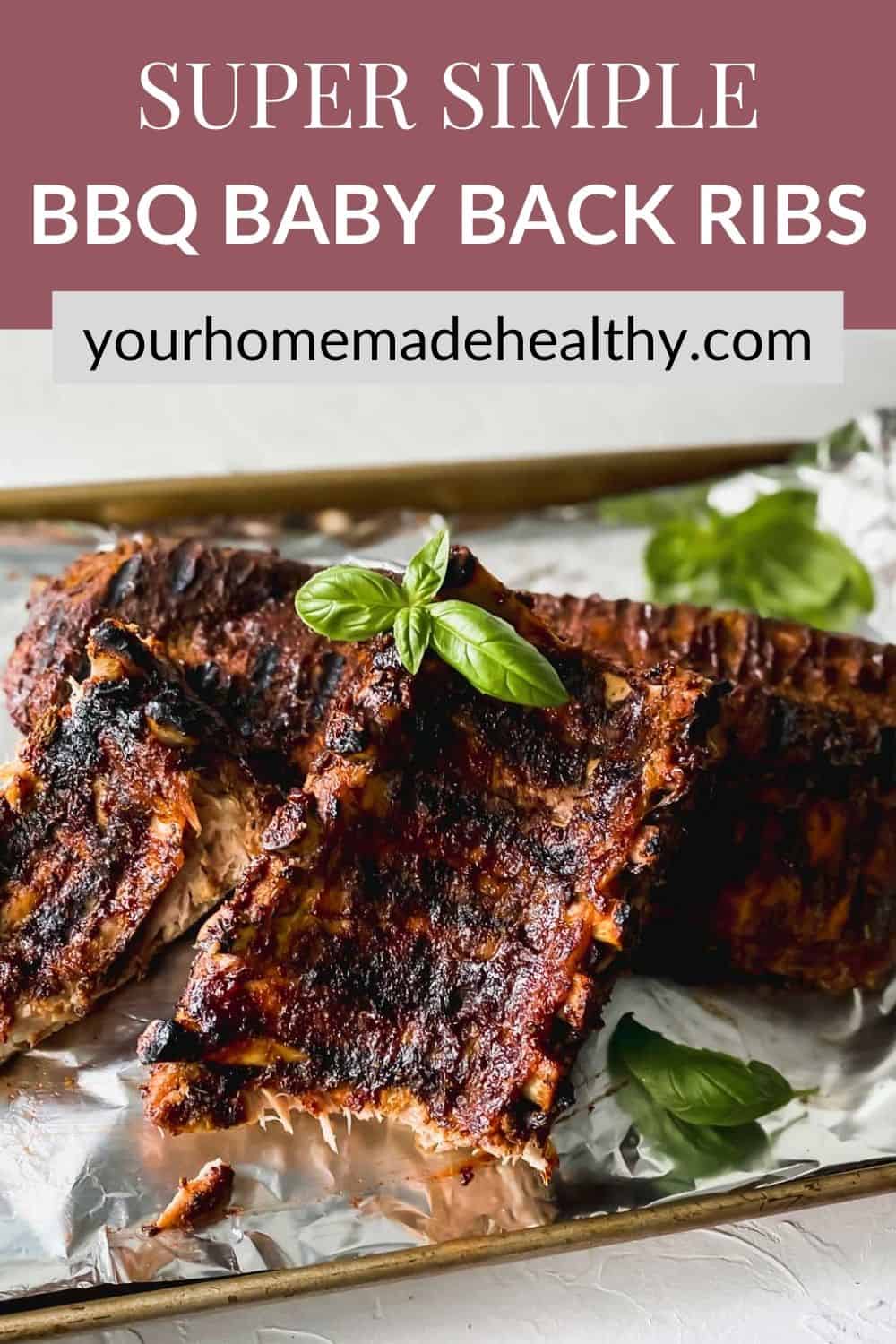 Pinterest pin for fall off the bone bbq baby back ribs.