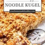 Pin graphic for cinnamon apple noodle kugel.