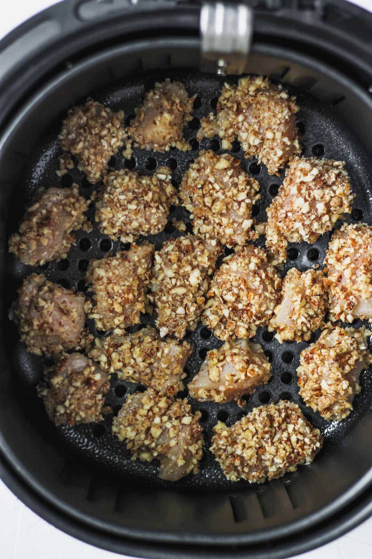 Almond coated chicken in the air fryer.