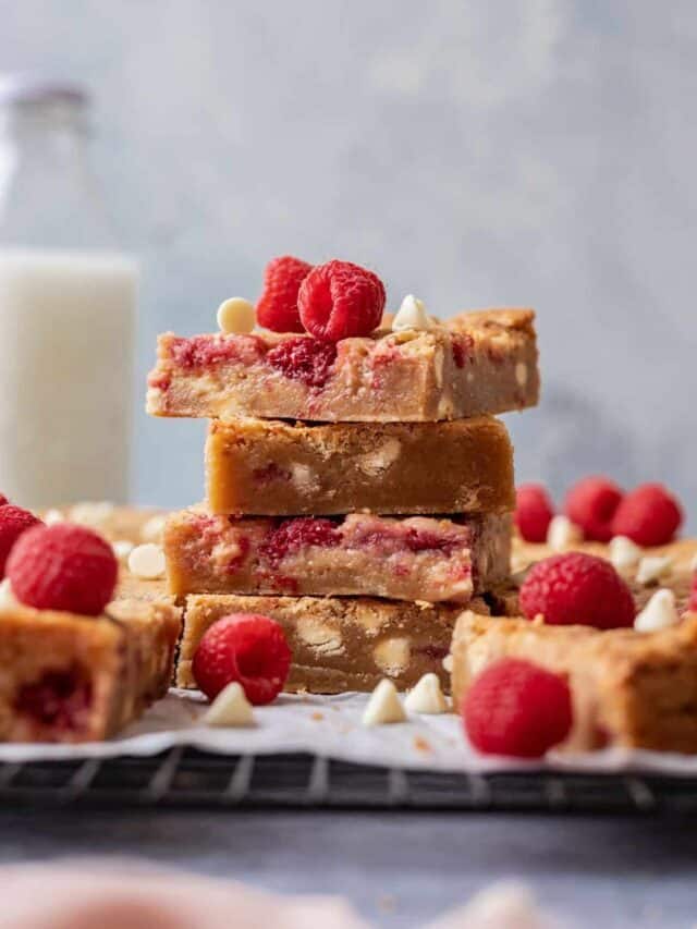 Raspberry and White Chocolate Blondies