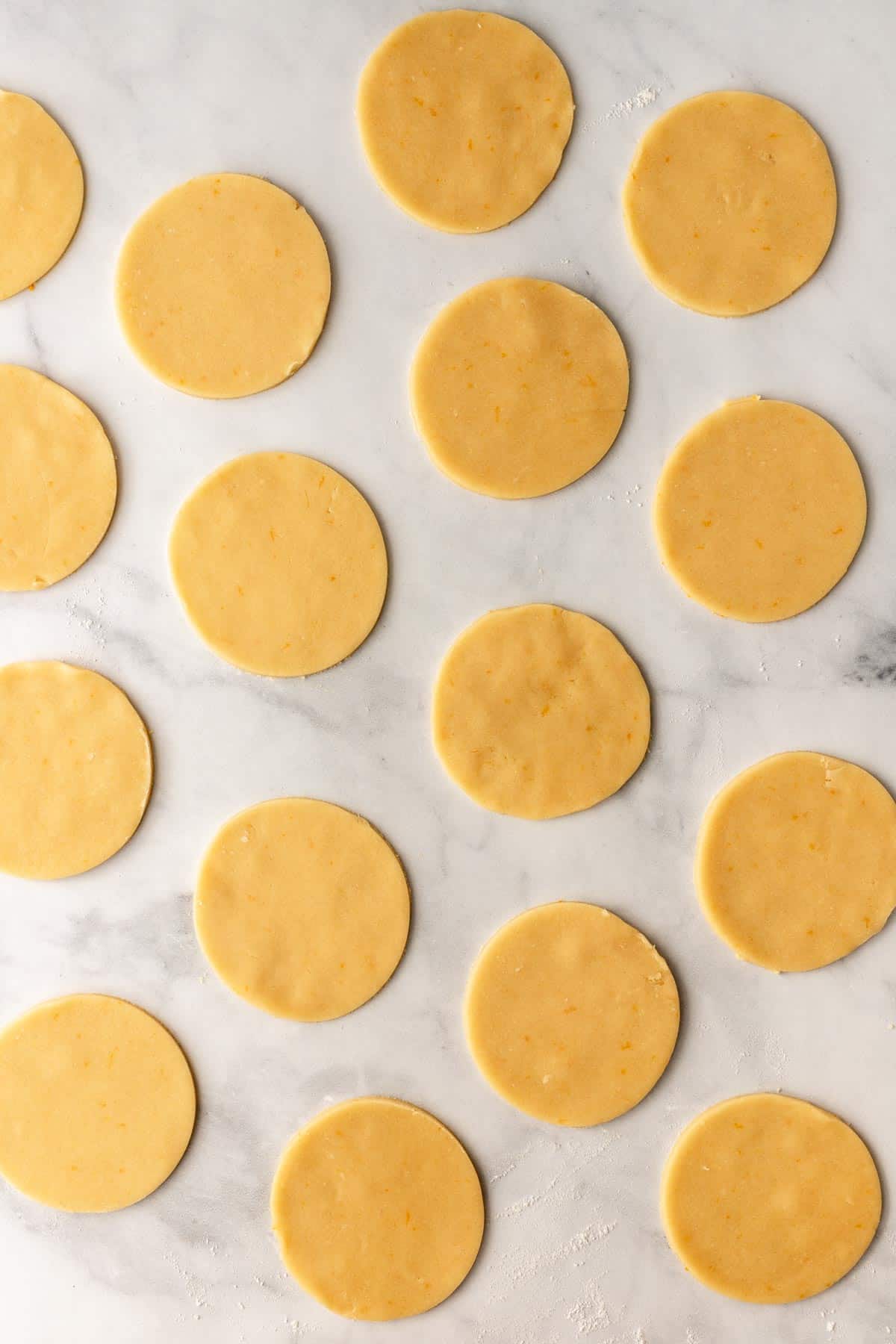 Cut out circles of hamantaschen dough.