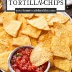 Pin graphic for air fryer tortilla chips.