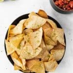 Pin graphic for air fryer tortilla chips.