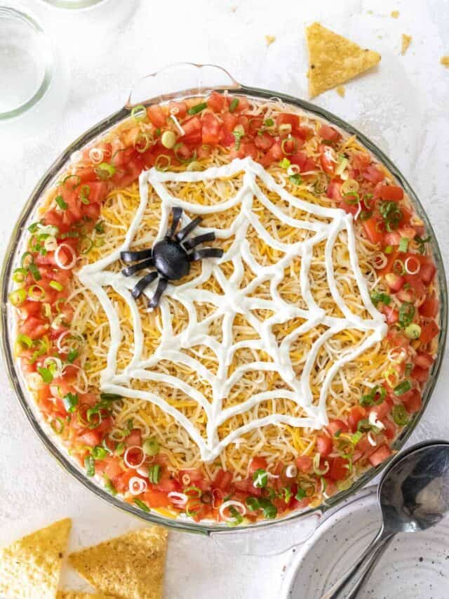 Spooky Halloween Spiderweb Taco Dip