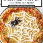 Pin graphic for Halloween taco dip.