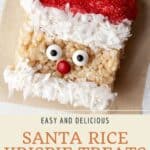 Pin graphic for santa rice krispie treats.