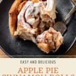 Pin graphic for apple pie cinnamon rolls.