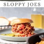Pin graphic for ground chicken sloppy joes.