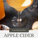 Pin graphic for apple cider martini.