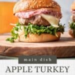 Pin graphic for apple turkey burgers.