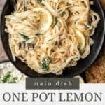 Pin graphic for one pot lemon ricotta pasta.