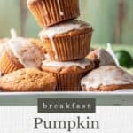 Pin graphic for pumpkin zucchini muffins.