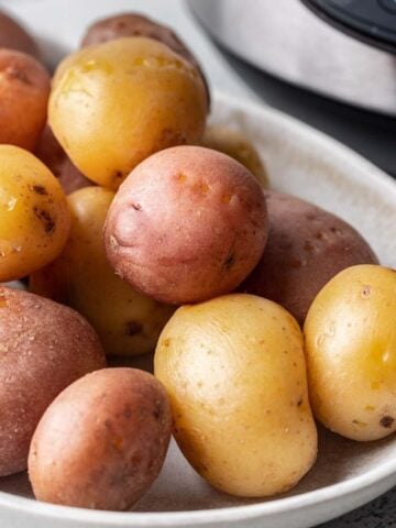 Instant pot boiled potatoes on a serving platter.