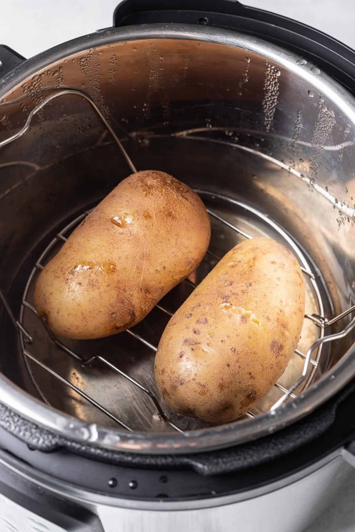 Russet potatoes steamed in an instant pot.