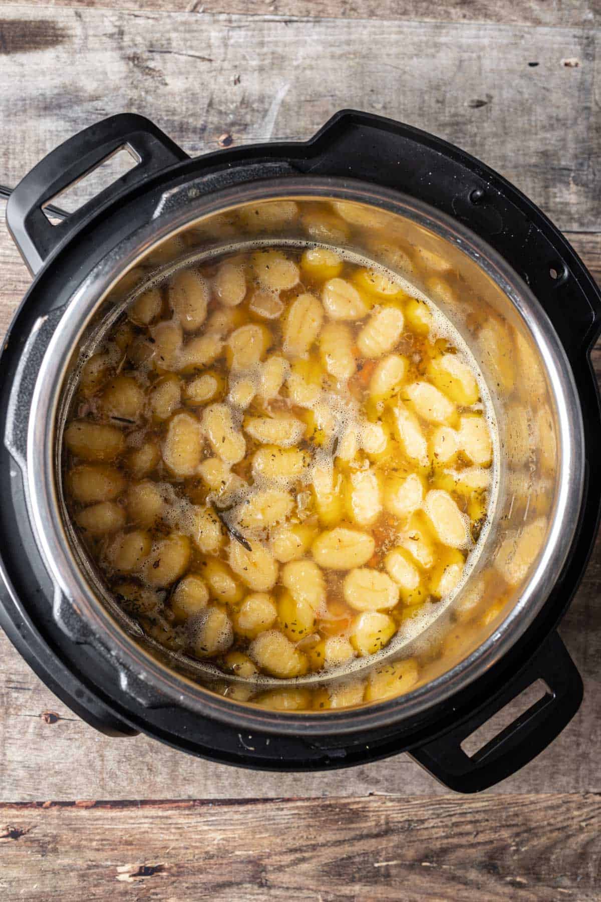Gnocchi added to the instant pot.