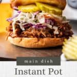 Pin graphic for instant pot pork butt.