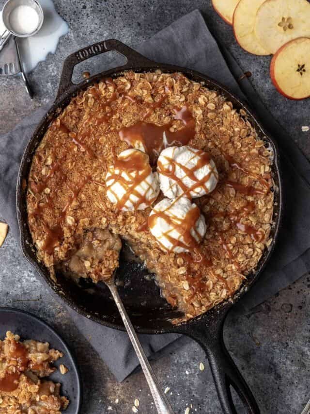 Cast Iron Bourbon Caramel Apple Crisp