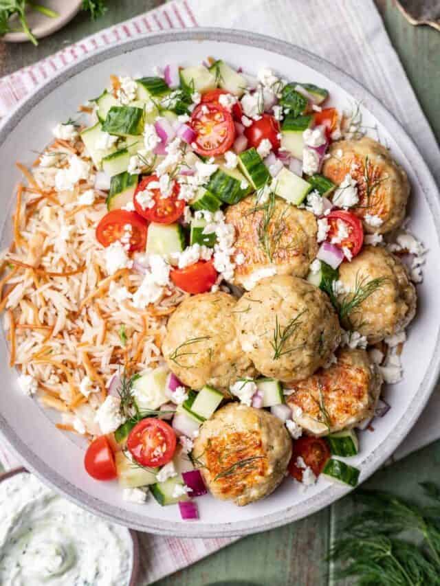 Greek Chicken Meatballs with Tzatziki Sauce