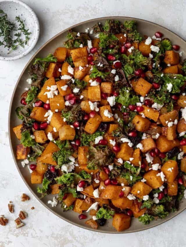 Maple Cinnamon Butternut Squash with Apples and Kale