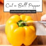 Pin graphic for how to cut bell peppers.