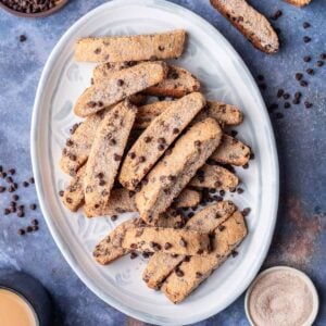 Passover mandel bread on a serving platter.