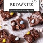 Pin graphic for mini easter egg brownies.