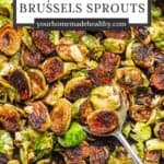Pin graphic for maple balsamic brussels sprouts.