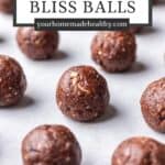 Pin graphic for Chocolate Bliss Balls.