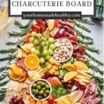 Pin graphic for Christmas charcuterie board.