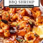 Pin graphic for Grilled BBQ Shrimp.