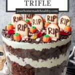 Pin graphic for Halloween trifle.
