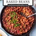 Pin graphic for smoked baked beans.
