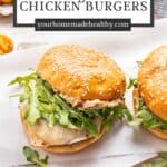Pin graphic for Marry Me Chicken Burgers.