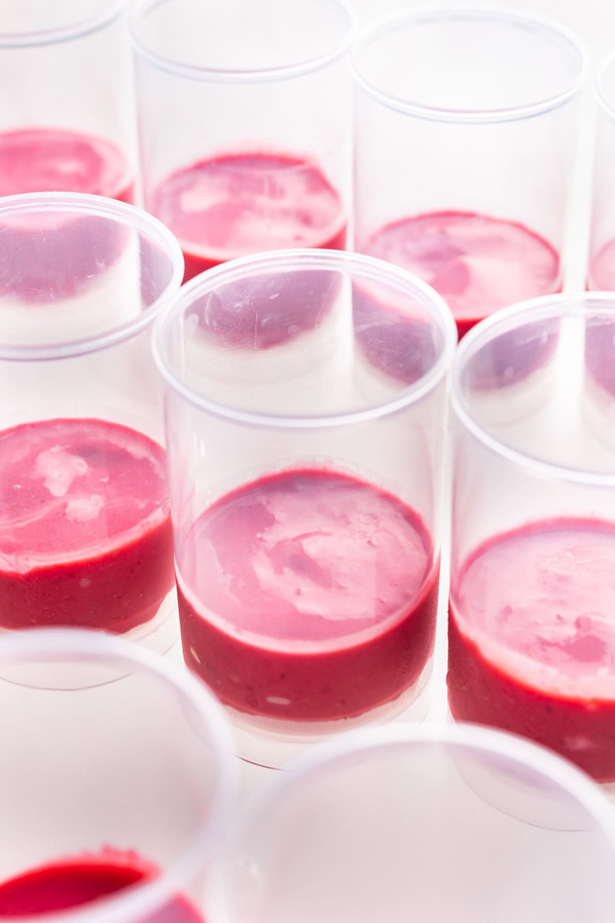 Raspberry sherbet ⅓ of the way up a push up popsicle mold.