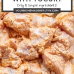 Pin graphic for chicken marinade with yogurt.
