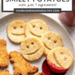 Pin graphic for homemade smiley potatoes.