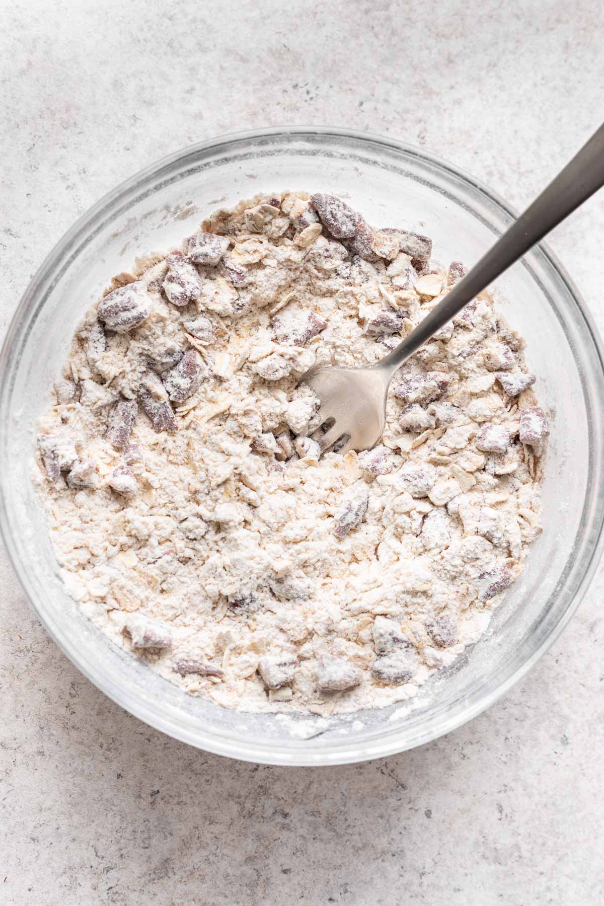 Dry ingredients mixed together in a bowl.