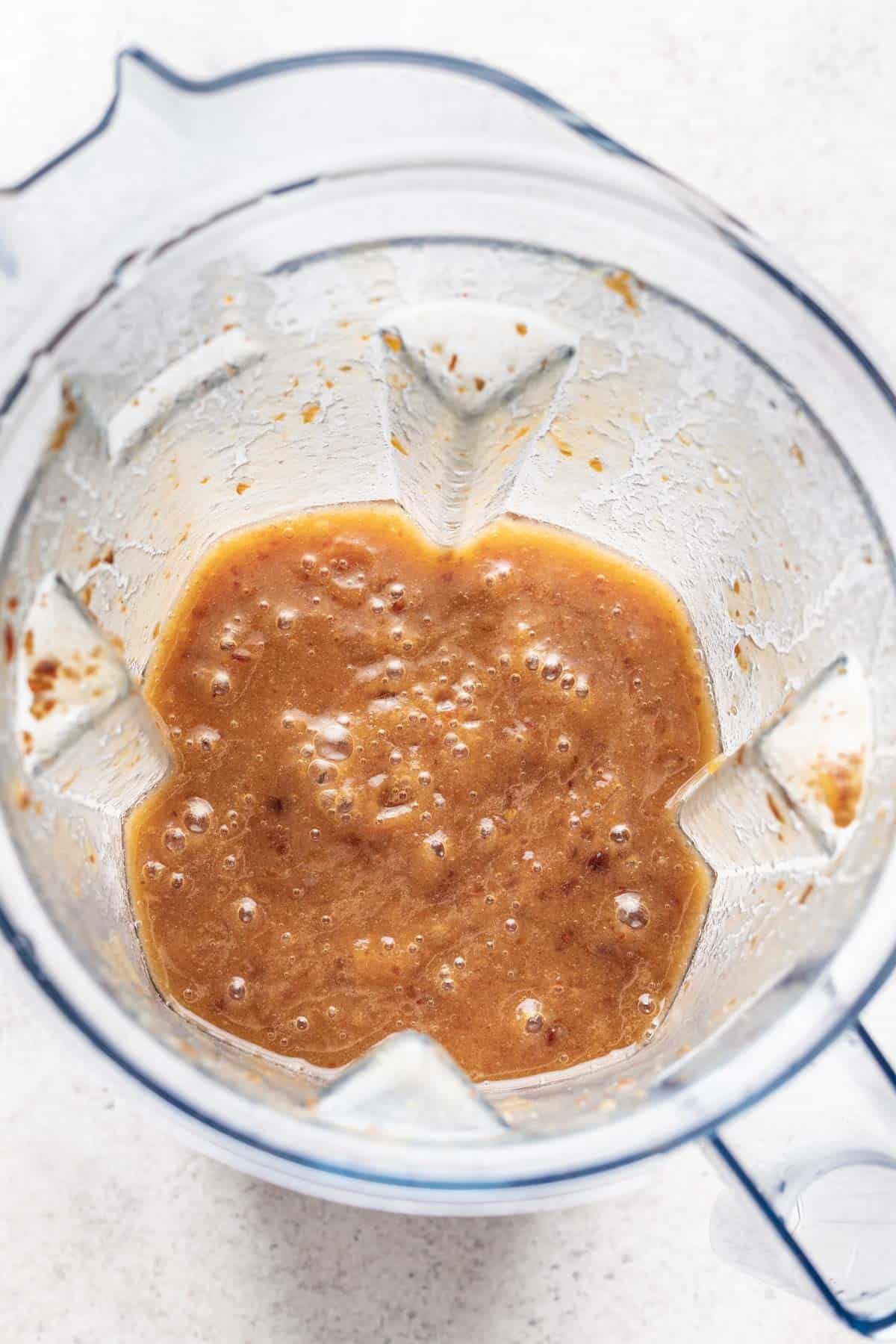 Blended dates into a paste in a blender.