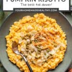 Chicken and pumpkin risotto pin graphic.