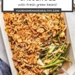 Pin graphic for green bean and artichoke casserole.