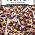 Halloween candy bark pin graphic.