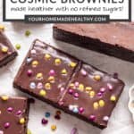 Pin graphic for homemade cosmic brownies.