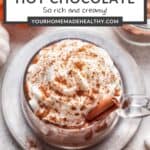 Pin graphic for pumpkin spice hot chocolate.