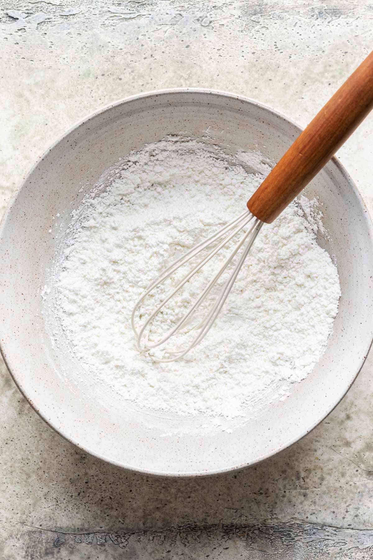 Dry ingredients mixed in a large bowl.