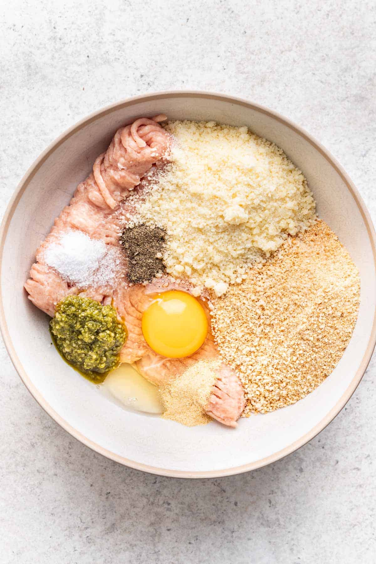 All ingredients added to a large bowl.