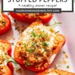 Pin graphic for chicken parmesan stuffed peppers.