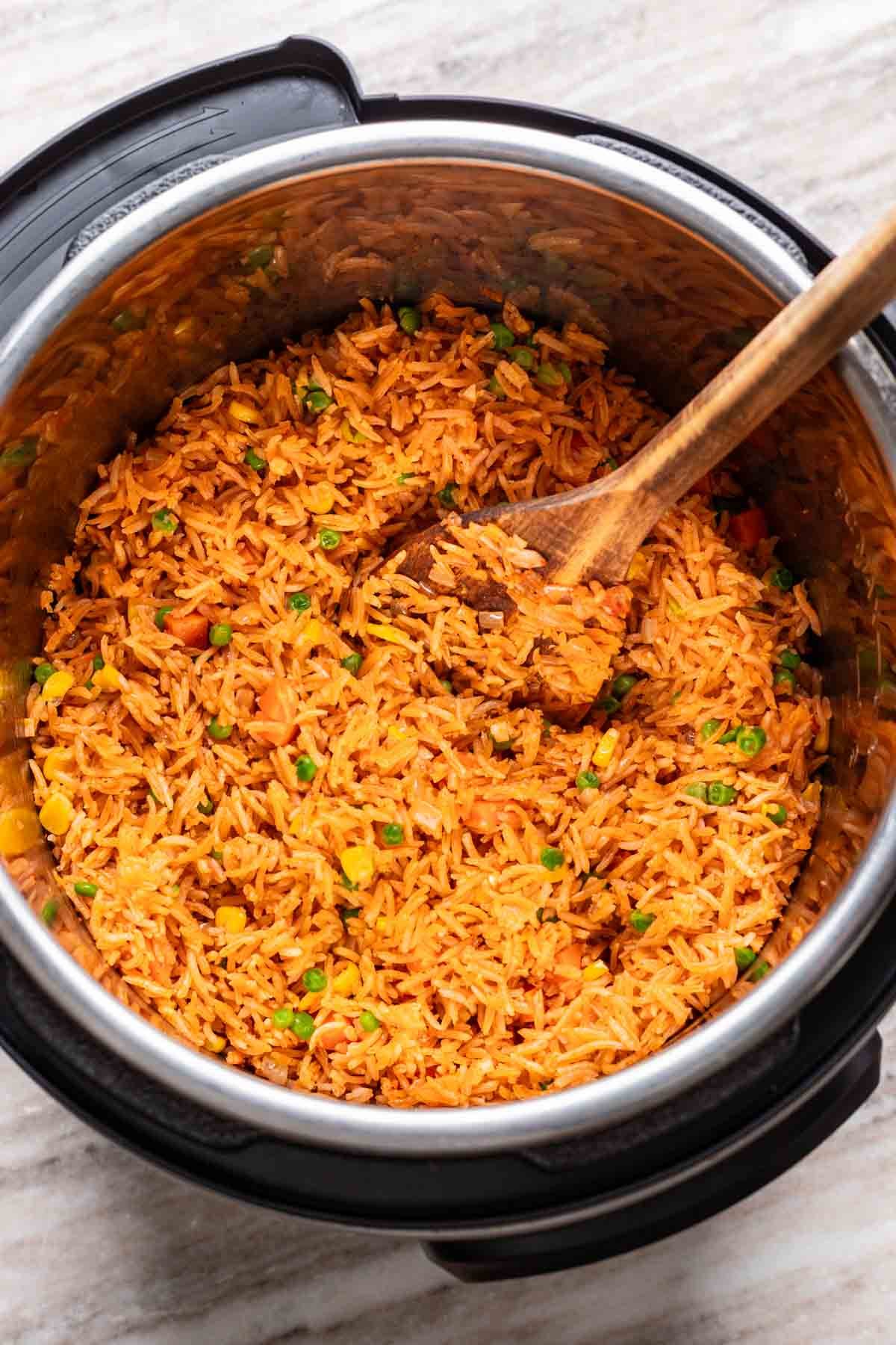 Mexican rice made in an instant pot.